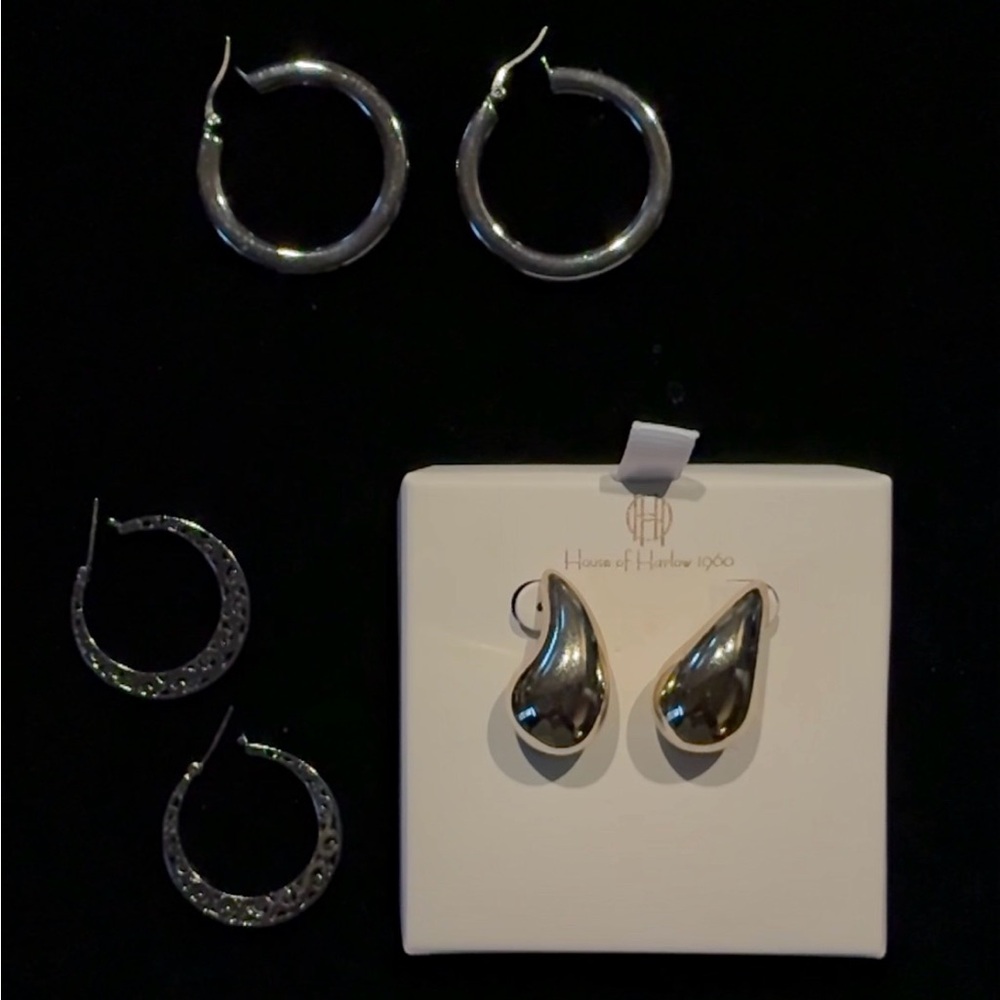 House of Harlow 1960 Silver and Black Earring Collection